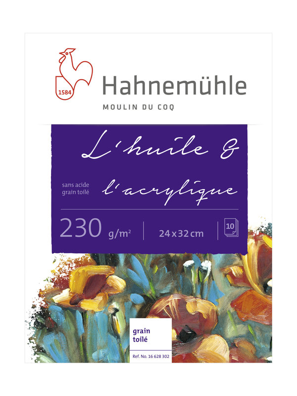 HAHNEMÜHLE Bloc "L'Huile & l'Acrylique" 230g/m², 24x32cm, 10feuilles
