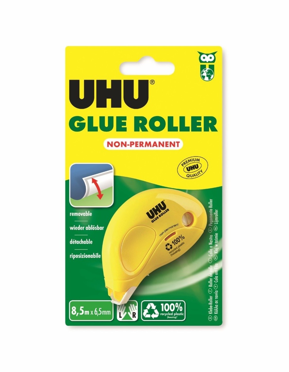 UHU GLUE ROLLER JETABLE NON PERMANENT 8,5mx6,5mm Papeterie Michel