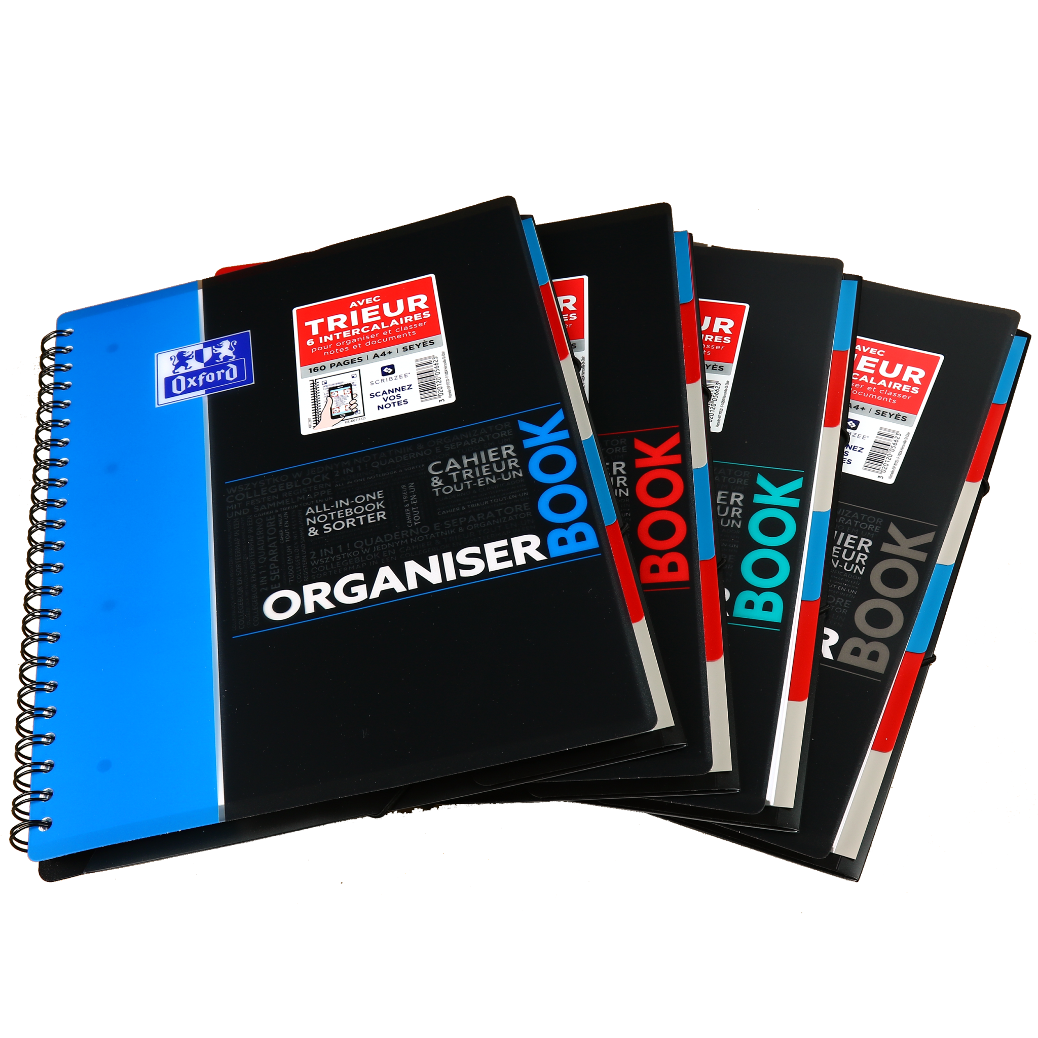 OXFORD ORGANISERBOOK CAHIER POLYPRO AVEC TRIEUR INTEGRE 160 PAGES 90 g  245x310 SEYES ETUDIANT