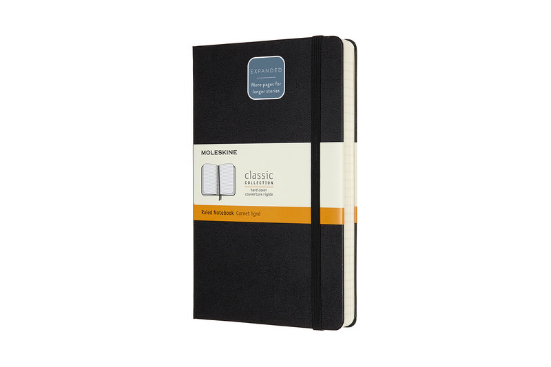 MOLESKINE Carnet classique augmenté Grand Format Ligné Noir Couverture Rigide 13x21cm