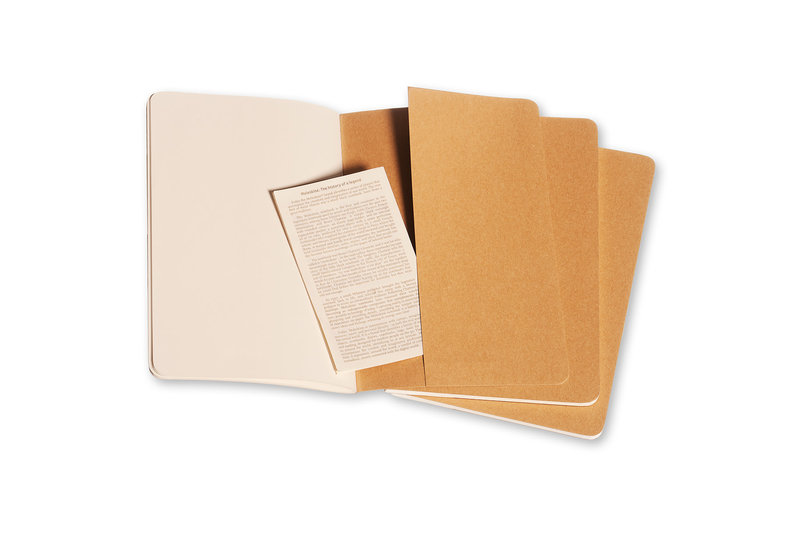 MOLESKINE Set 3 Cahiers Grand Format Pages Blanches Marron Kraft