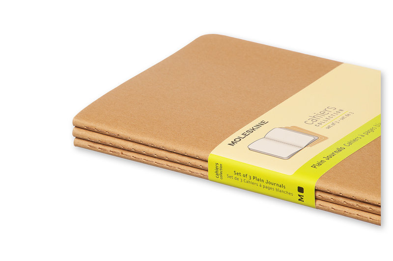 MOLESKINE Set 3 Cahiers Grand Format Pages Blanches Marron Kraft