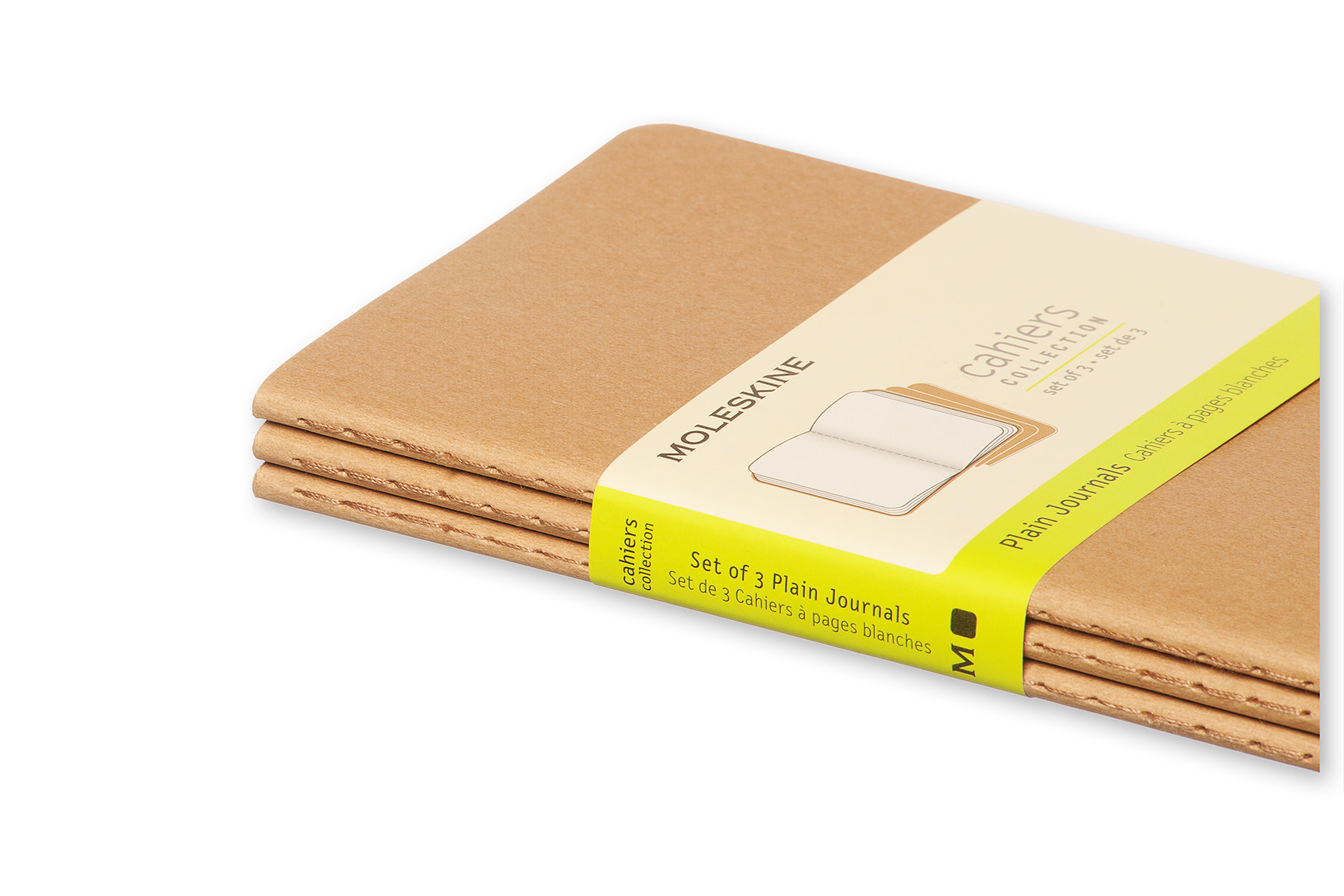 MOLESKINE Set 3 Cahiers Format De Poche Pages Blanches Marron Kraft