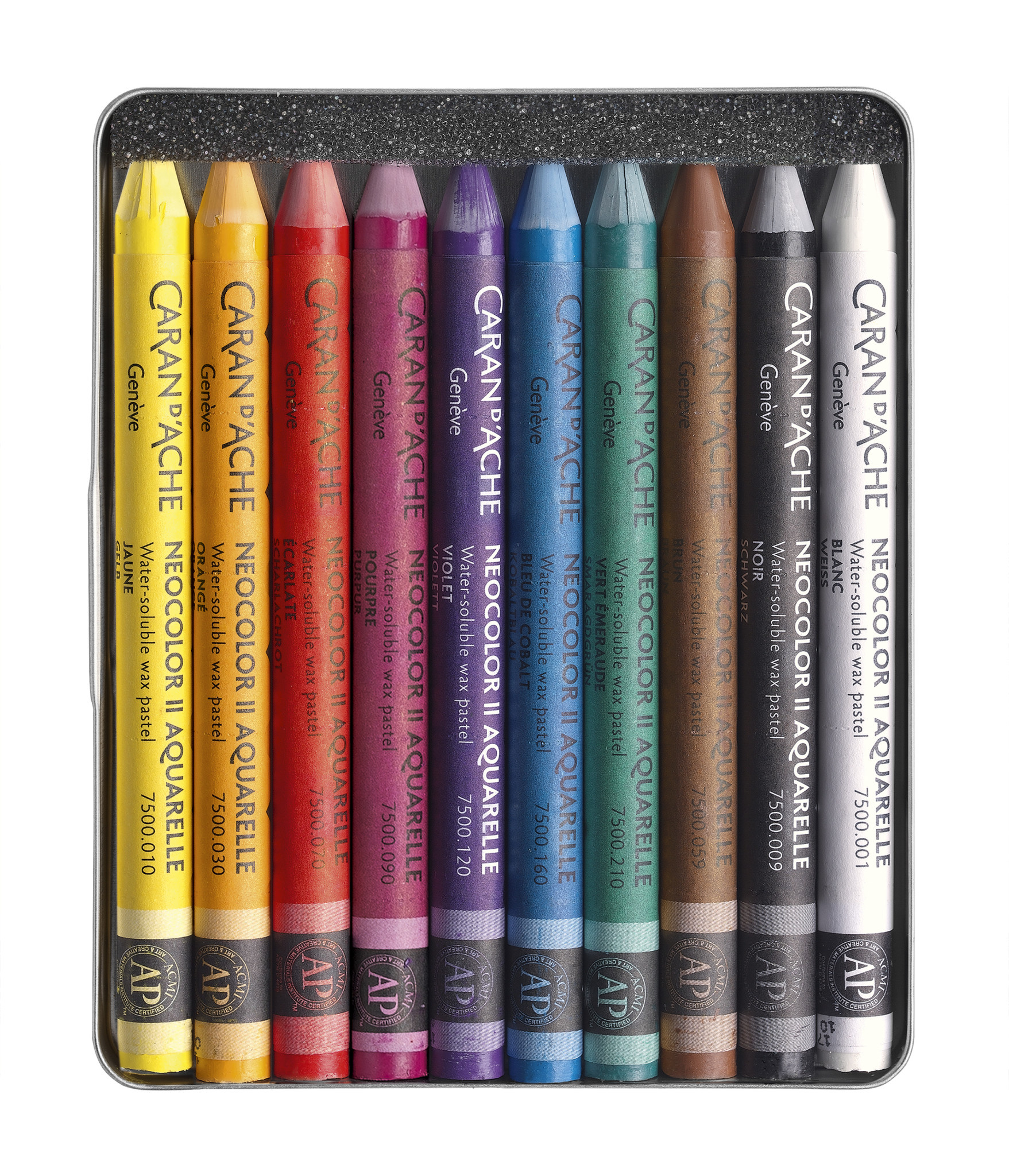 CARAN D'ACHE Pastels NEOCOLOR® II Boîte métal de 10 couleurs assorties