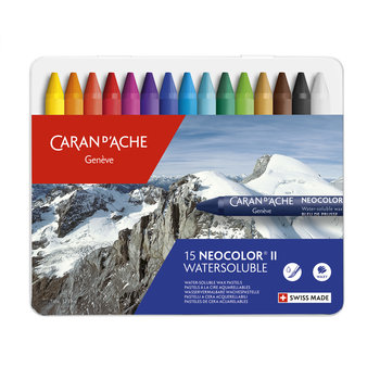 CARAN D'ACHE Pastels NEOCOLOR® II Boîte métal de 15 couleurs assorties