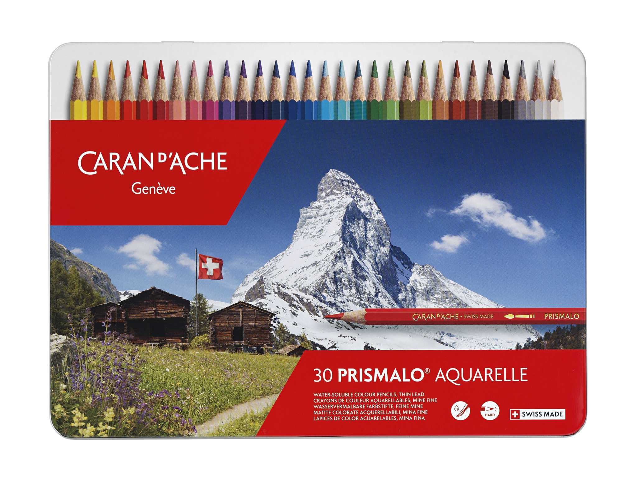 CARAN D'ACHE PRISMALO® Aquarelle Boîte métal de 30 crayons de couleurs
