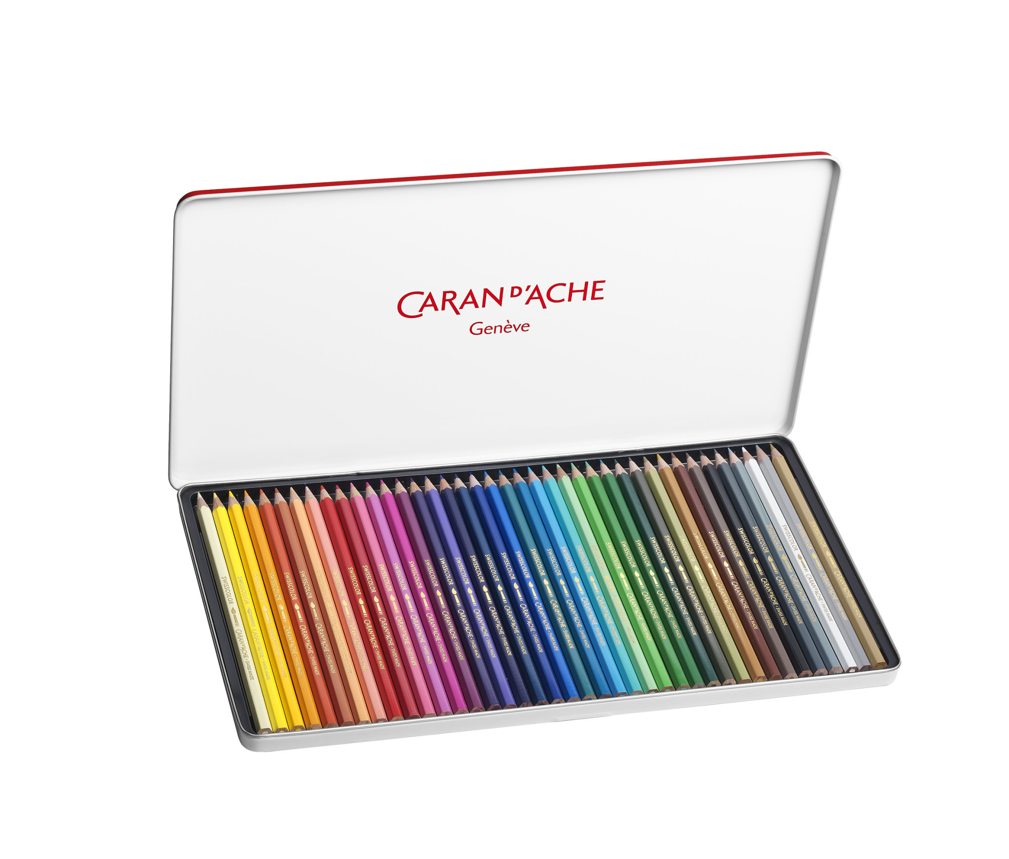 CARAN D'ACHE SWISSCOLOR Boîte métal de 40 crayons de couleurs Aquarellables