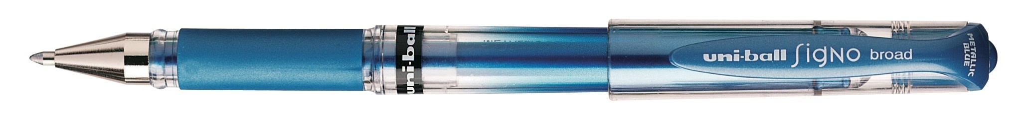 Stylo roller à encre gel - SIGNO Broad UM-153 - Bleu métallique UNI-BALL  UM-153 BM - Ecriture