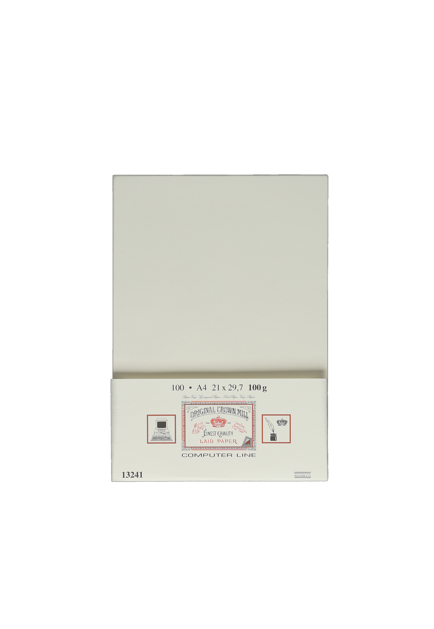 CROWN MILL Ramette 100 Feuilles A4 Filigrané Vergé Crème 100 G.