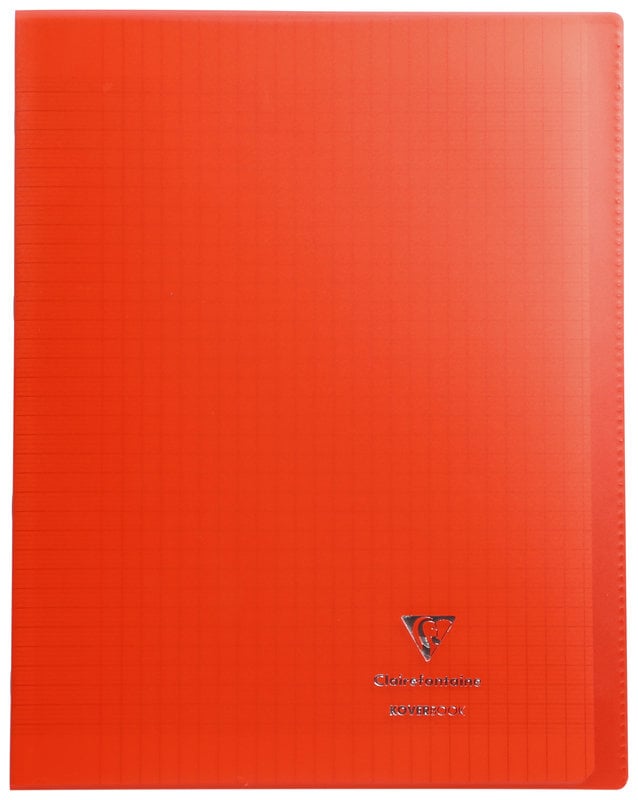 Cahier piqué Koverbook 24x32 cm 48 pages grands carreaux couverture  polypropylène transparent - Orange sur