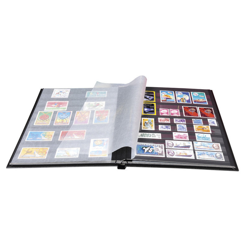 EXACOMPTA Album de timbres simili-cuir - 22,5 x 30,5 cm - 32 pages noires - Noir