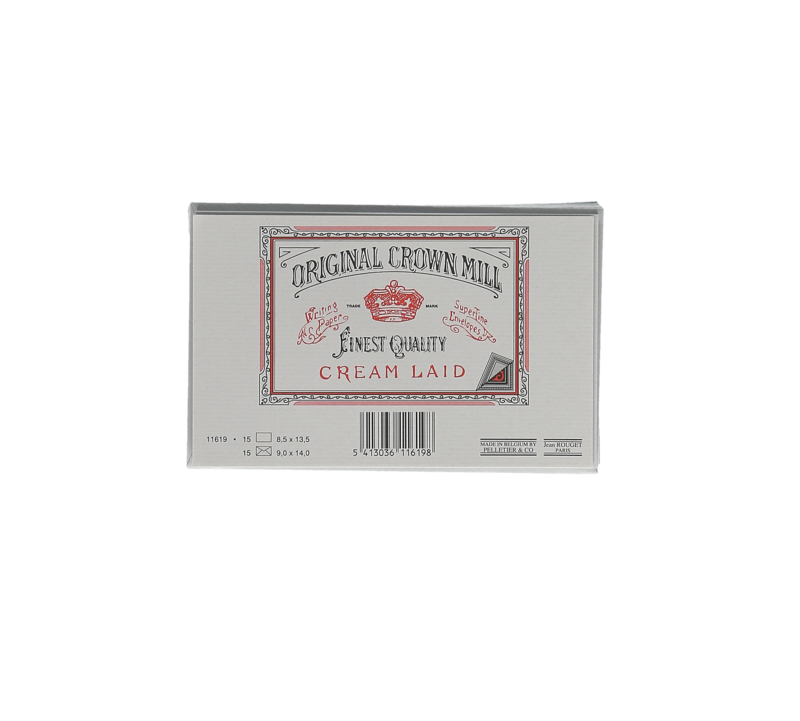 CROWN MILL 15 Cartes 8.5X13.5 / 15 Env. 9,0X14,0 Dbl Blc Vergé Gris 280 G.