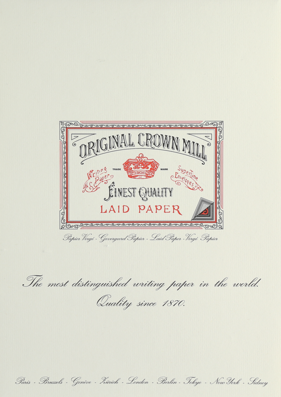 CROWN MILL Bloc Corres. 50 Feuilles A4 Filigrané Vergé Crème 100 G.