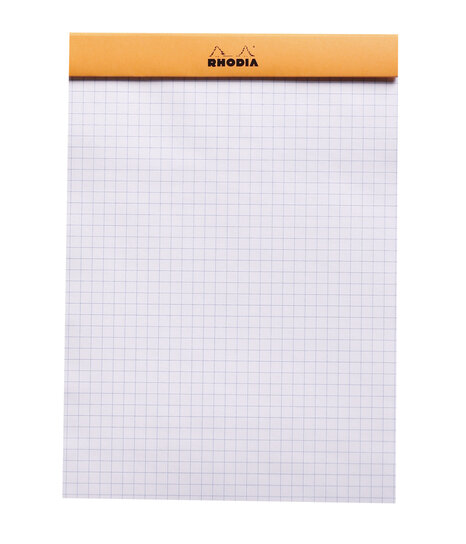 Bloc notes Rhodia - orange - agrafé - 21 x 32 cm - petits carreaux