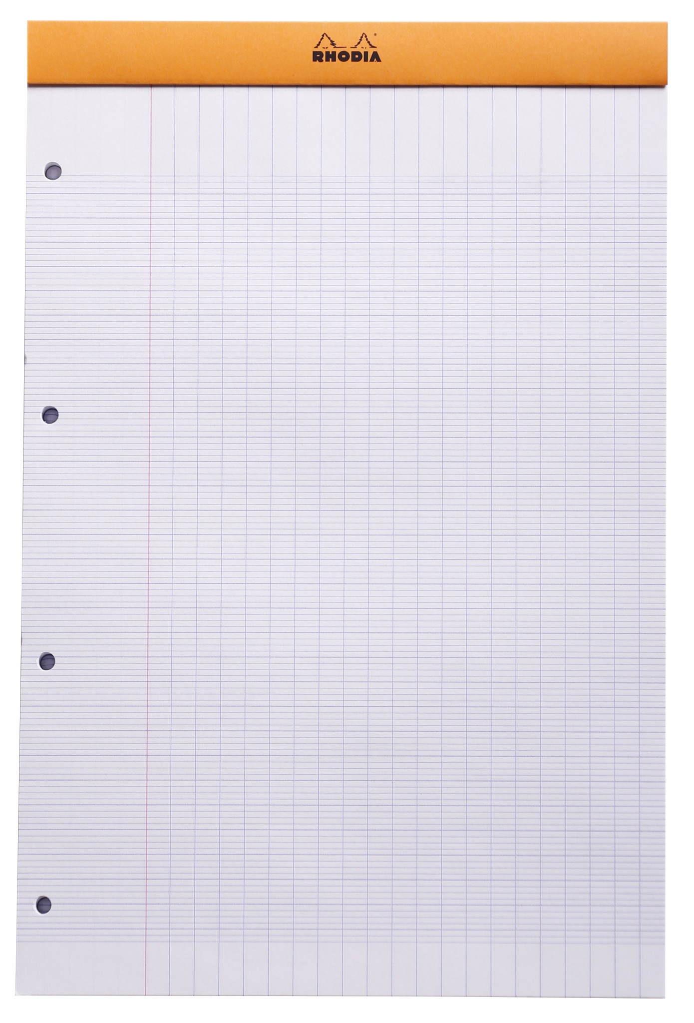 RHODIA Bloc Agrafé Rhodia Orange N°20 21X31,8 Cm Seyès 80 Feuillets Perforation 4 Trous 80 G