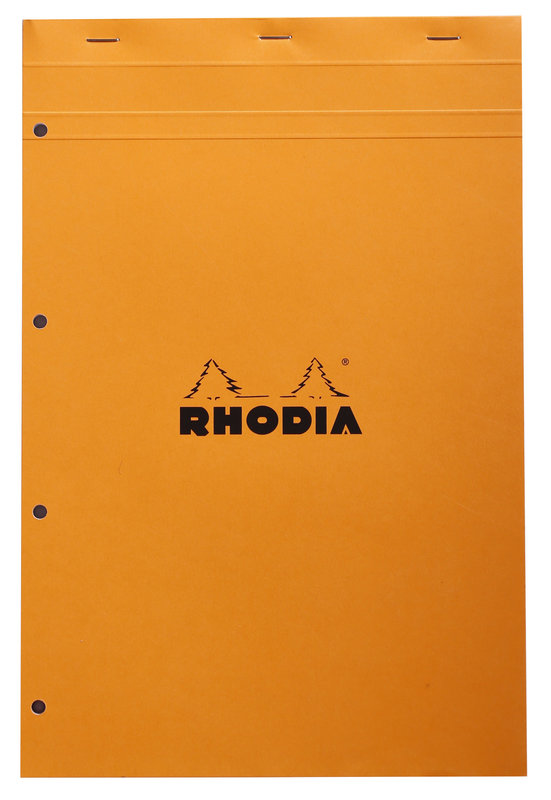 CLAIREFONTAINE Bloc Agrafé Rhodia Orange N°20 21X31,8 Cm Petits Carreaux 5X5 80 Feuillets Perforation 4 Trous 80 G