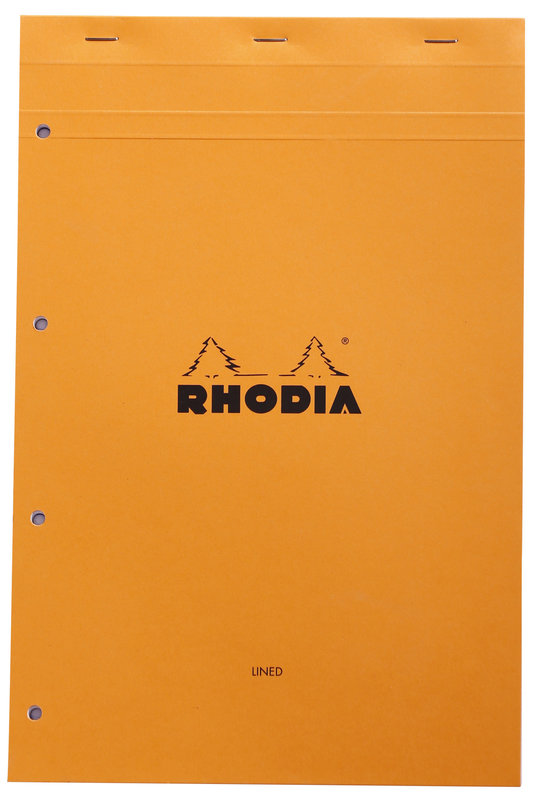 CLAIREFONTAINE Bloc Agrafé Rhodia Orange N°20 21X31,8 Cm Ligné Avec Marge 80 Feuillets 80 G Perforation 4 Trous