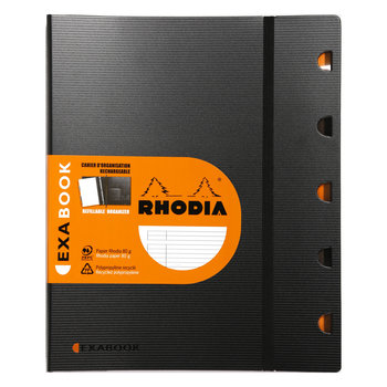 RHODIA Exabook Rhodiactive rechargeable RI A4+ 160p ligné+MC 80g Noir