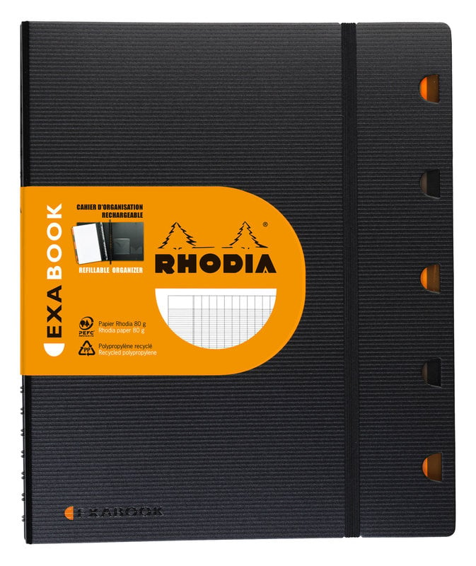 CLAIREFONTAINE RHODIA ExaBook A4+ grands carreaux et marge 160p +4tr