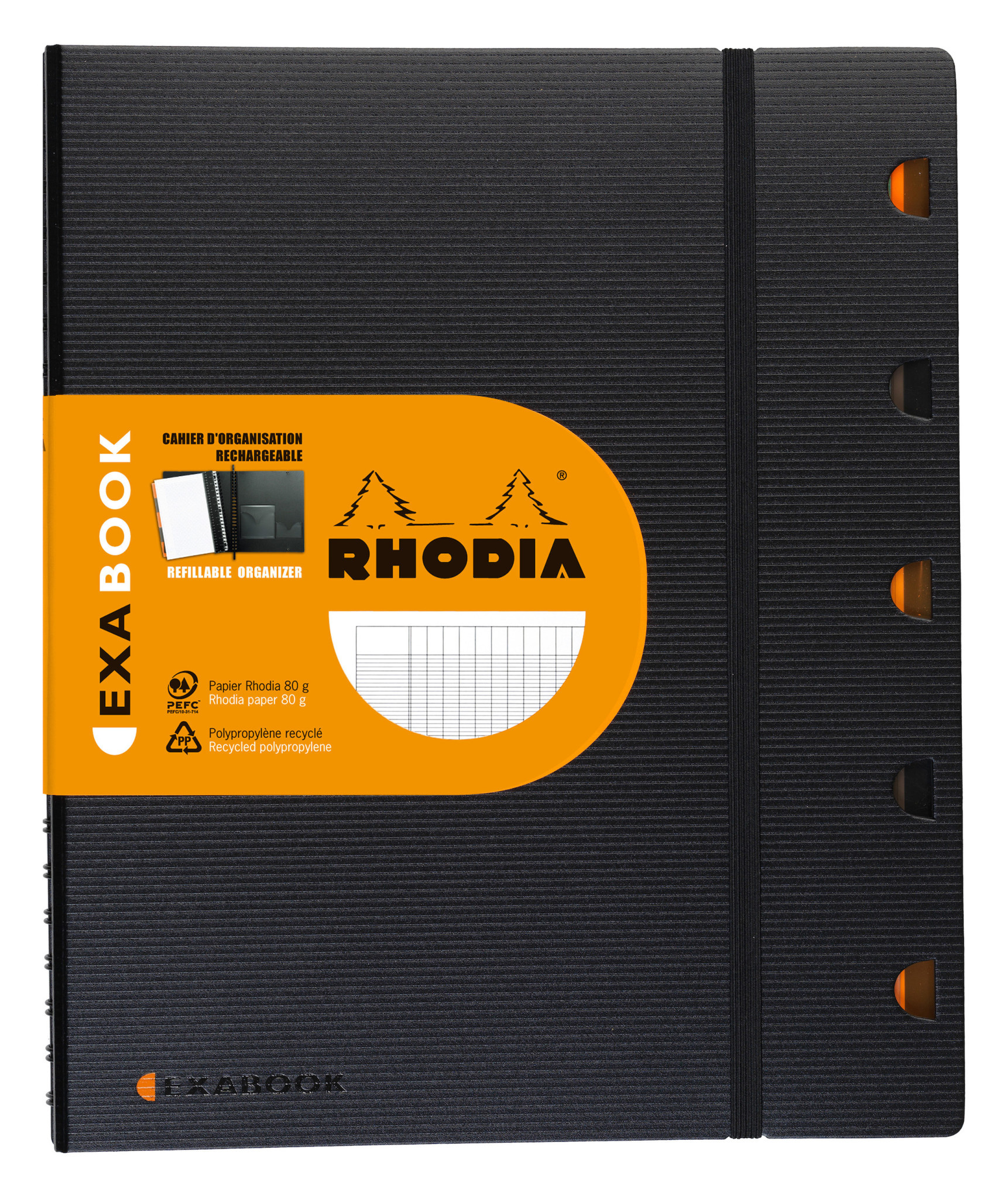 RHODIA Exabook Rhodiactive Rechargeable Reliure Intégrale A4+ 160 Pages Seyès Avec Cadre En-Tête 80 G