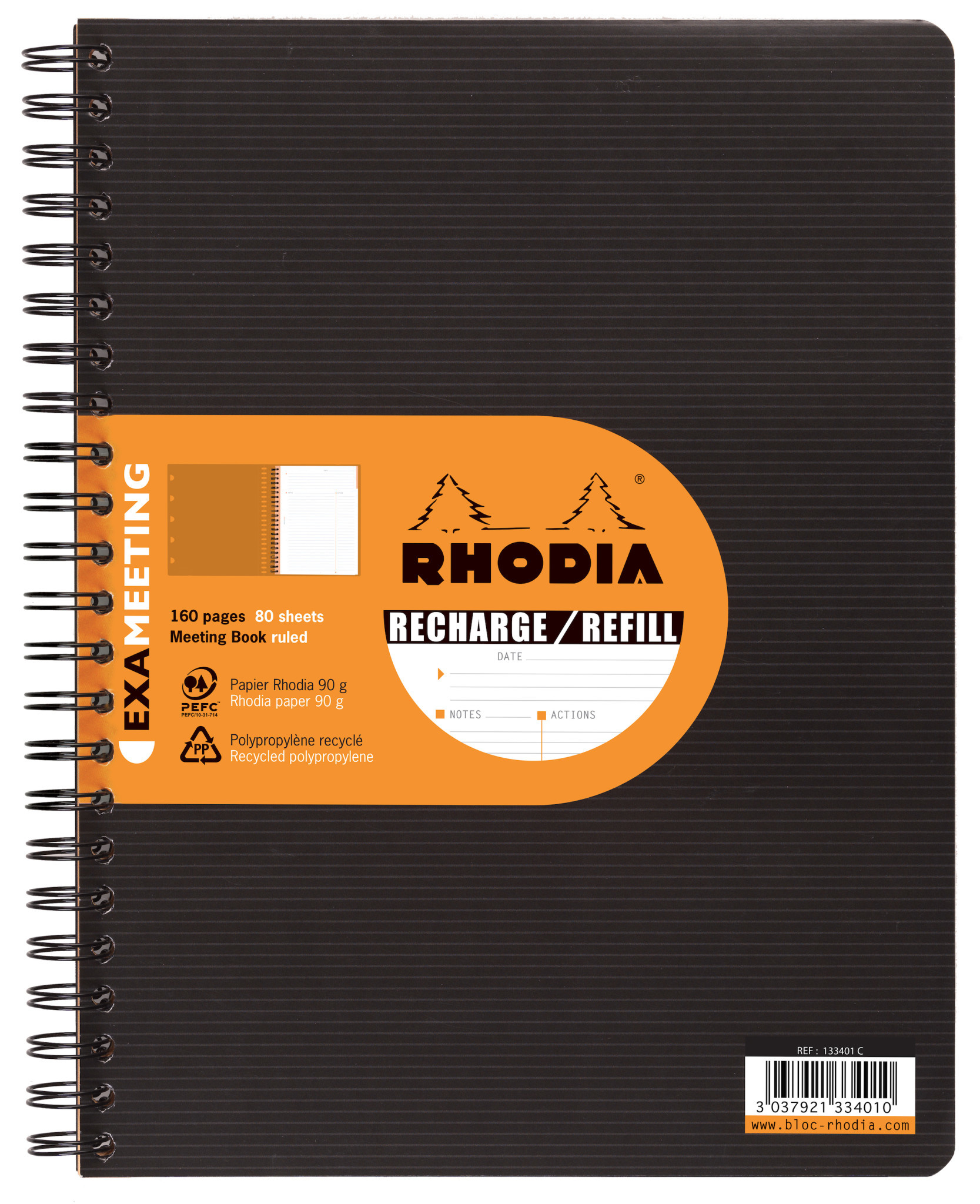 RHODIA Cahier Recharge Exabook Rhodiactive Reliure Intégrale A4+ 160 Pages Ligné Avec Marge Et Cadre En-Tête 80 G