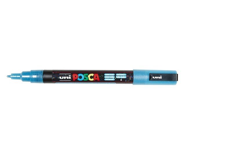 UNI-BALL Posca Marqueur pointe conique fine en plastique PC3ML Bleu Clair Pailleté