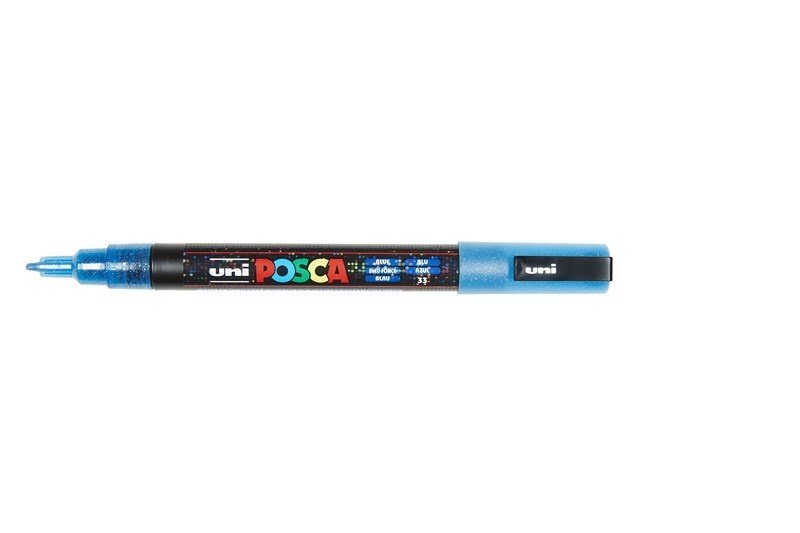 UNI-BALL Posca Marqueur pointe conique fine en plastique PC3ML Bleu Foncé Pailleté