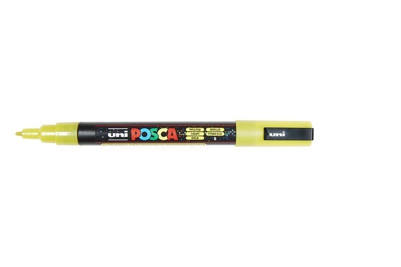 UNI-BALL Posca Marqueur pointe conique fine en plastique PC3ML Jaune Pailleté