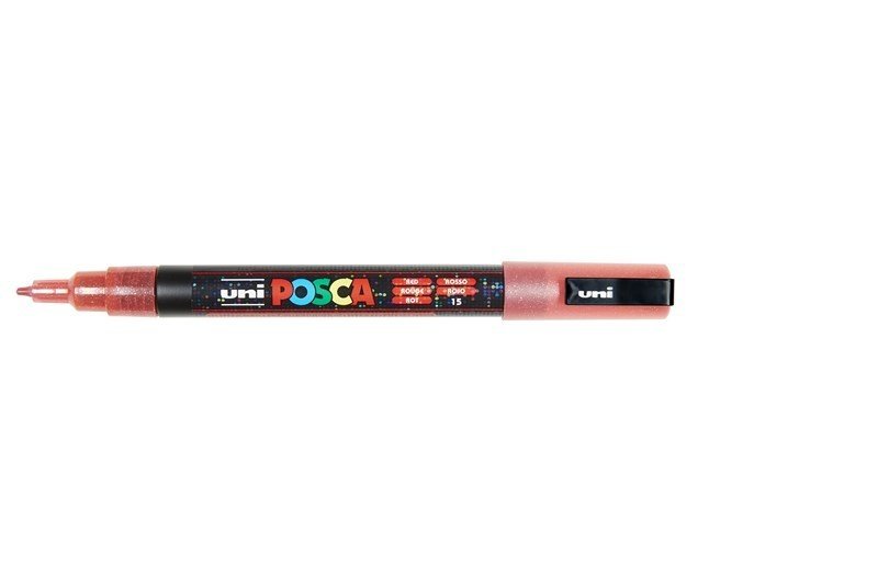 UNI-BALL Posca Marqueur pointe conique fine en plastique PC3ML  Rouge Pailleté