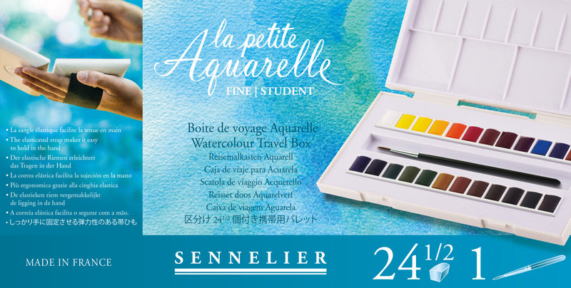 Coffret Peinture Aquarelle fine Sennelier 16 demi godets - Papeterie Michel