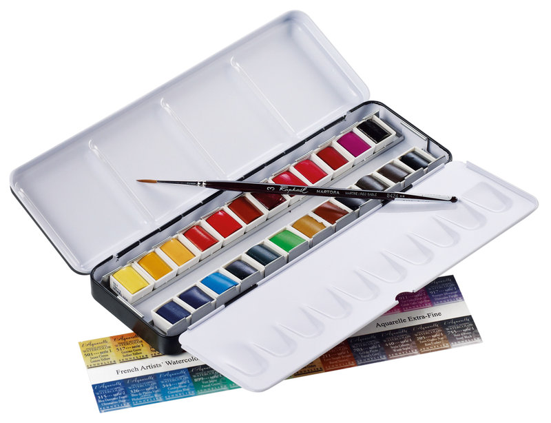 SENNELIER Boîte métal Aquarelle Extra fine 24 Demi godets