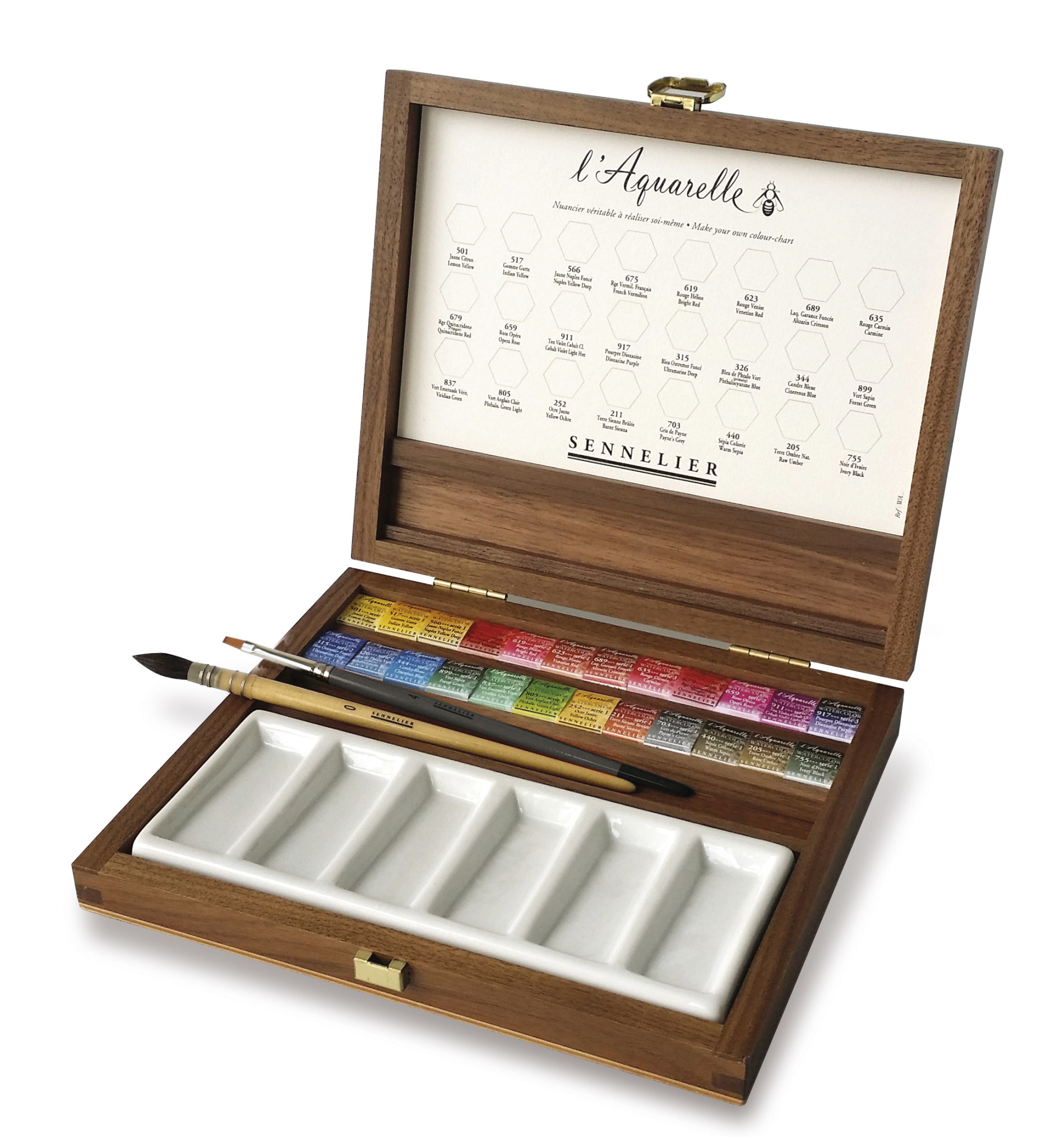 SENNELIER Coffret Aquarelle extra-fine Noyer 24 1/2 Godets