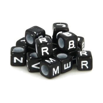 ARTEMIO 300 perles alphabet 6mm noir/blanc