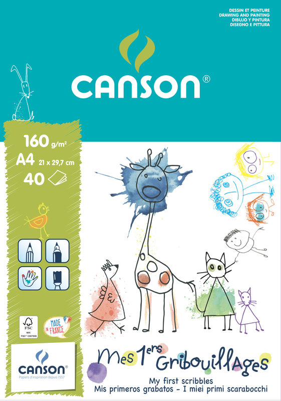 CANSON Bl Mes Premiers Gribouillages 40Fl A4 160G