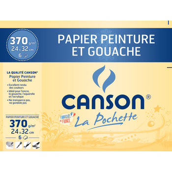CANSON Pochette Papier Peinture Et Gouache 24x32cm 6Fl 370G