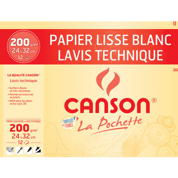 CANSON Pochette Dessin Technique 24x32cm 12Fl 200G