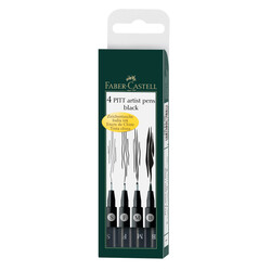 FABER CASTELL Feutres Pitt Artist Pen noir poch. 4x