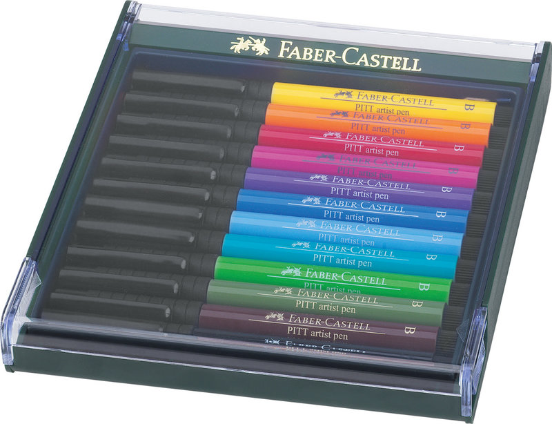 FABER CASTELL Box Pitt Artist Pen B Bright 12X