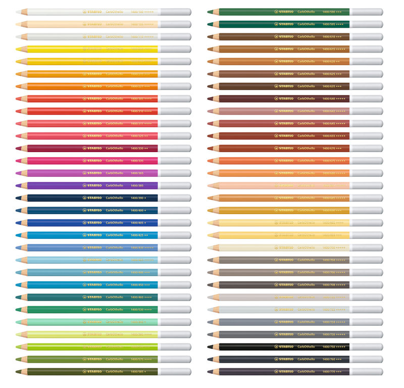 STABILO Coffret bois x 60 STABILO CarbOthello + 1 taille-crayon + 1 gomme + 1 estompe