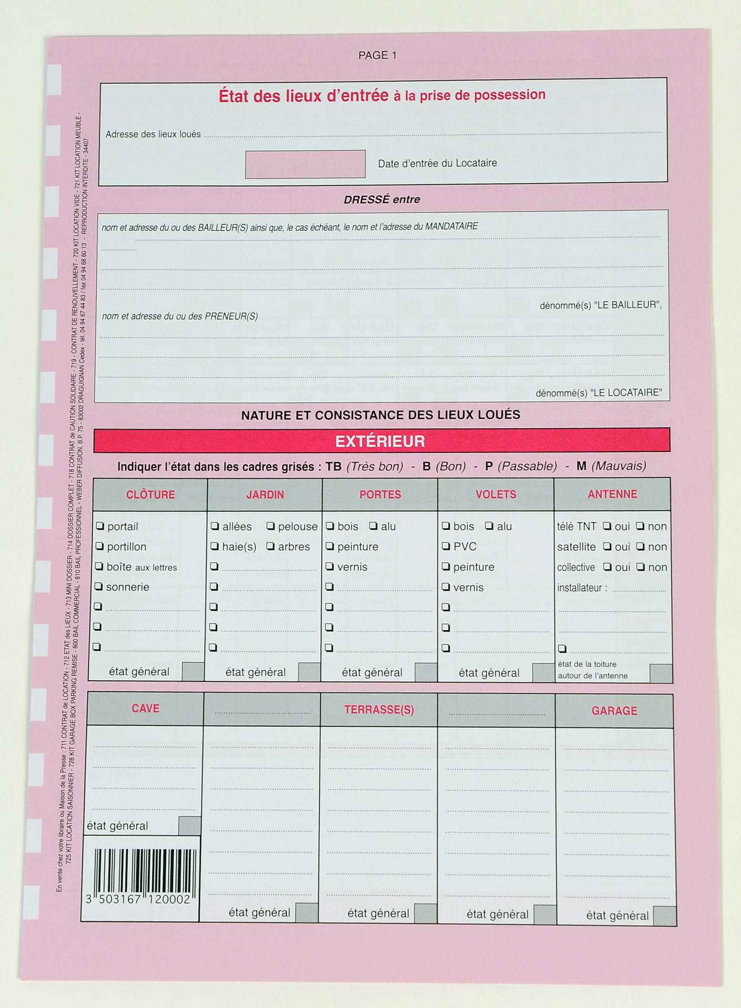 WEBER DIFFUSION Kit état des lieux complet