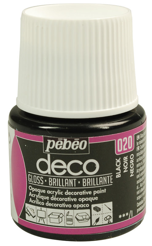 PEBEO Glossy Deco Paint - 45 ml - Deep Black