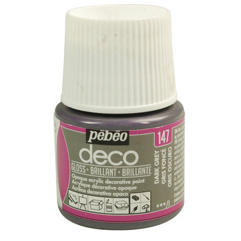 PEBEO Peinture acrylique Deco brillante 45ml Gris foncé