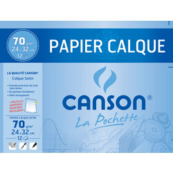 CANSON Pochette Papier Calque 24x32cm 70g/m² 12 Feuilles