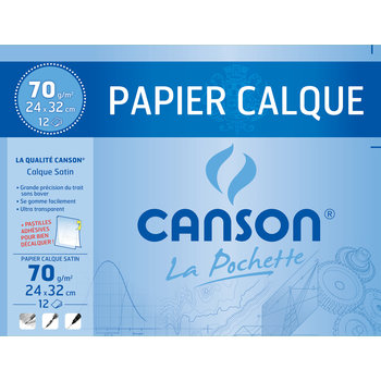 CANSON Pochette Papier Calque 24x32cm 70g/m² 12 Feuilles