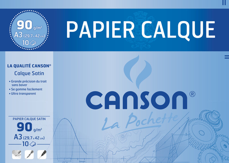 CANSON Tracing paper A3 10Fl 90G/m² pocket