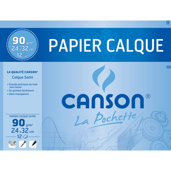 CANSON Pochette Papier Calque 24x32cm 12Fl 90G