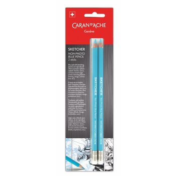 CARAN D'ACHE Sketcher non-Photo blue pencil, blister de 2 pces