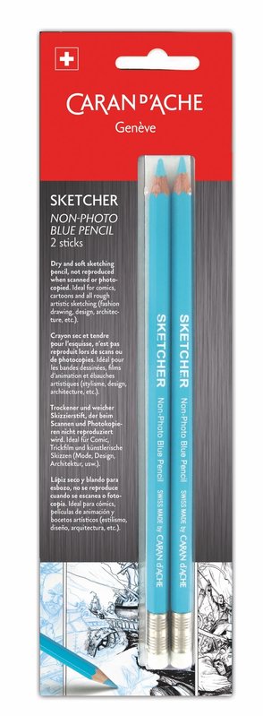 CARAN D'ACHE Sketcher non-Photo blue pencil, blister de 2 pces