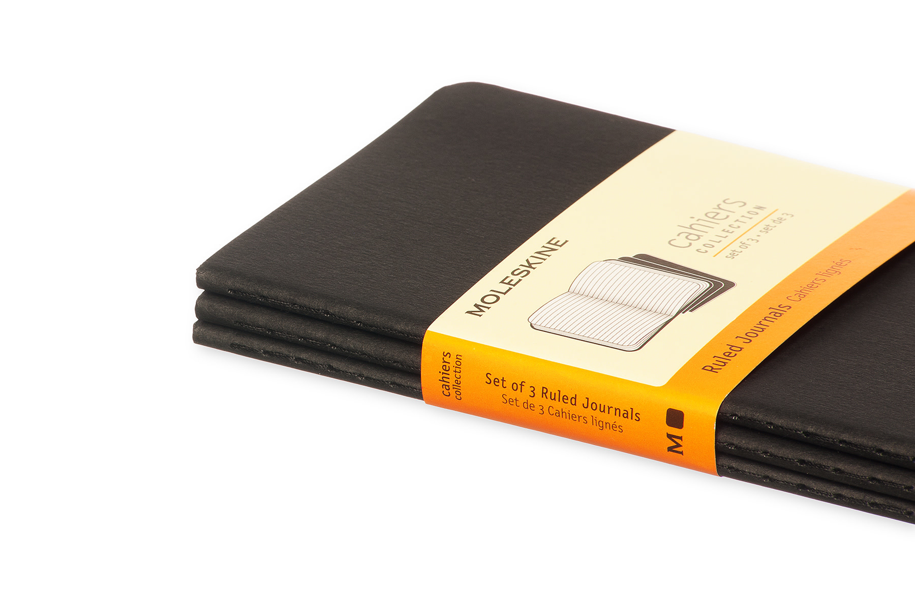 MOLESKINE Set 3 Cahiers Format De Poche Ligné Noir