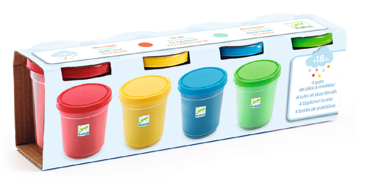 DJECO Les Couleurs Des Petits - Pates A Modeler 4 Pots De Pâte